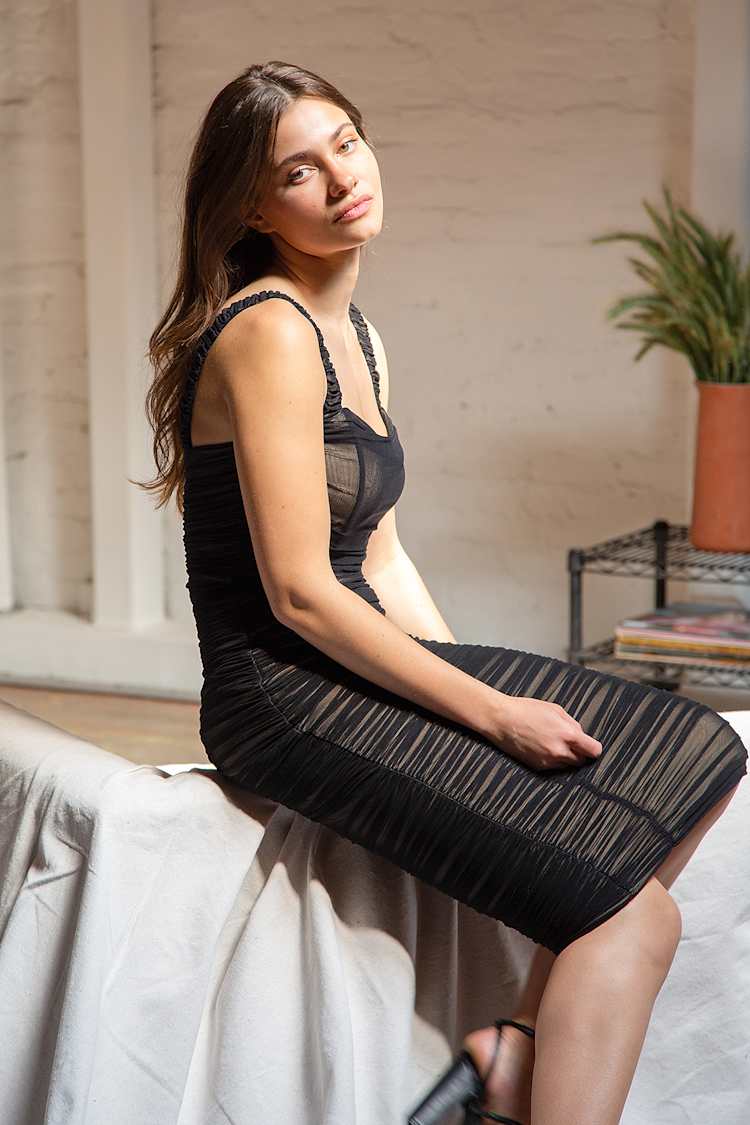 Sexy Black Mesh Dress - Ruched Midi Dress - Midi Bodycon Dress - Lulus