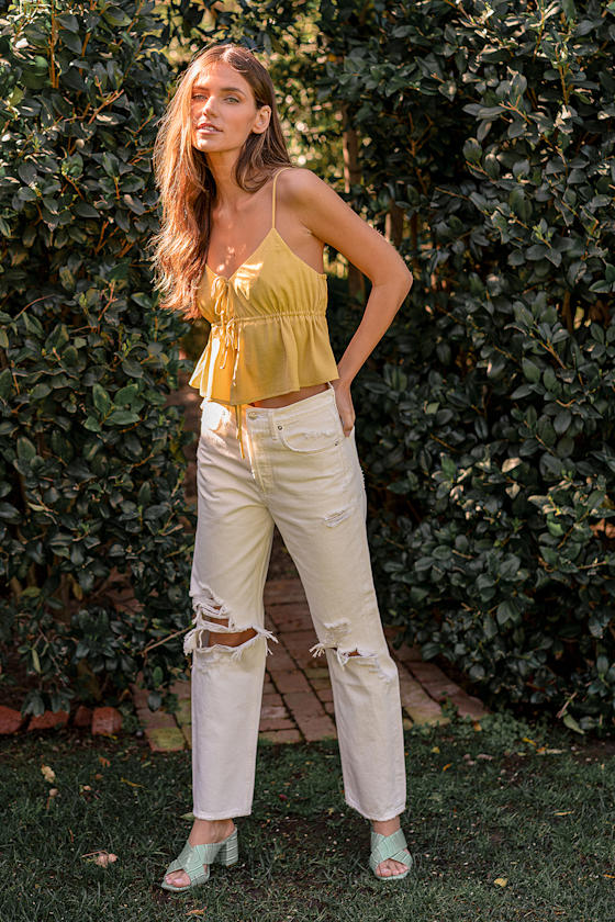 yellow satin cami top