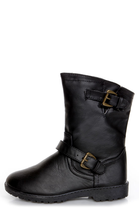 Zsa Zsa Black Belted Motorcycle Ankle Boots - $39.00 - Lulus