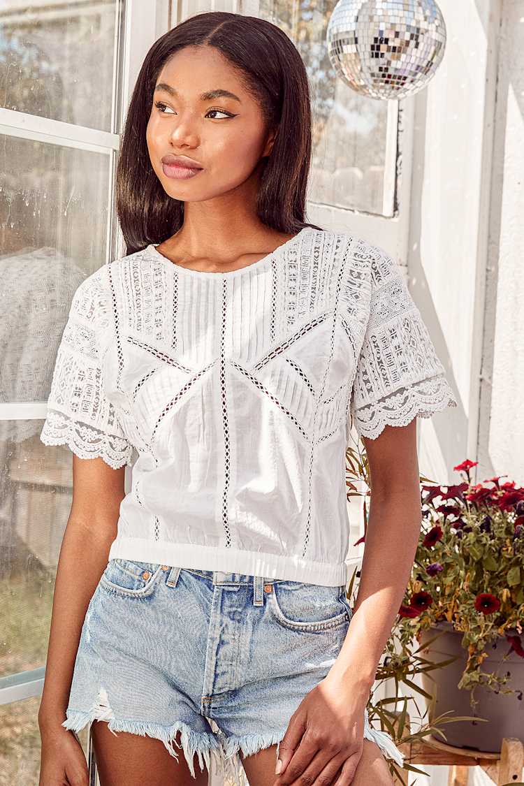 white lace cotton blouse
