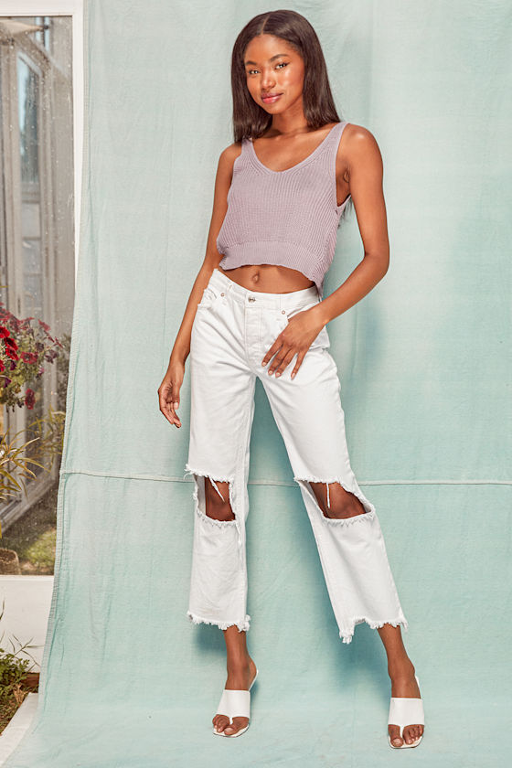 Let's Get Away Dusty Purple Knit Twist Back Tank Top 9