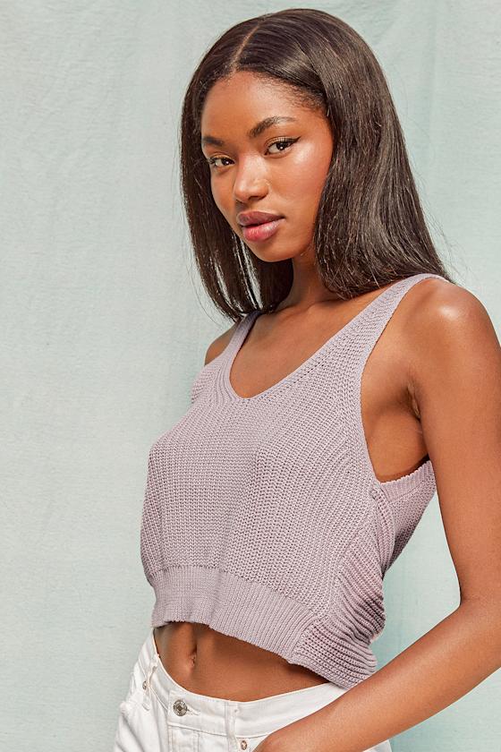 Cute Dusty Purple Tank - Knit Tank Top - Twist Back Tank Top - Lulus