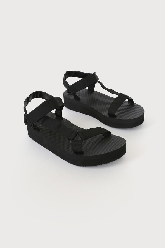Black Sandals - Flatform Sandals - VELCRO® Sandals - Lulus