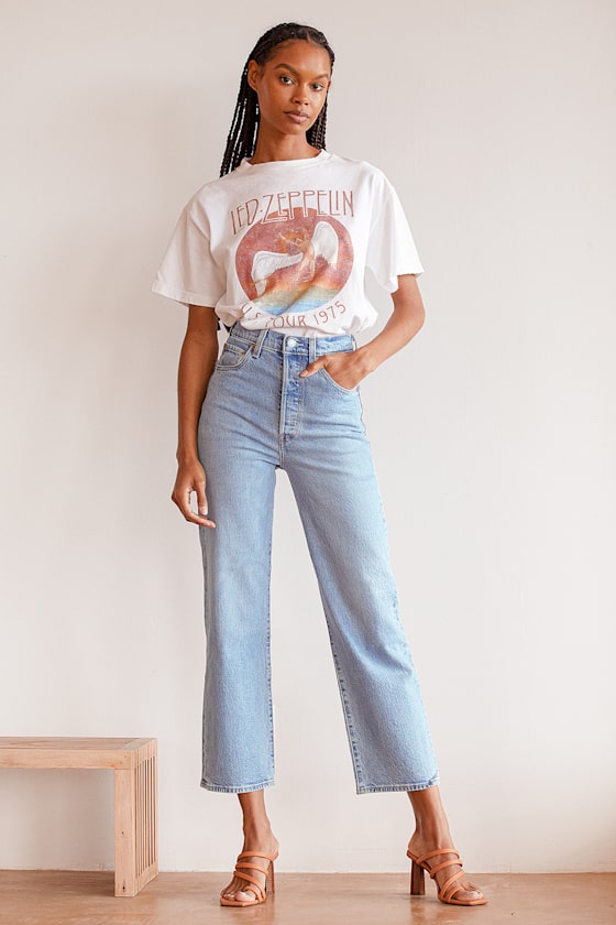Ribcage Light Wash Straight Leg Ankle Jeans 7