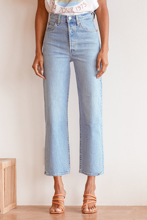 Ribcage Light Wash Straight Leg Ankle Jeans 8