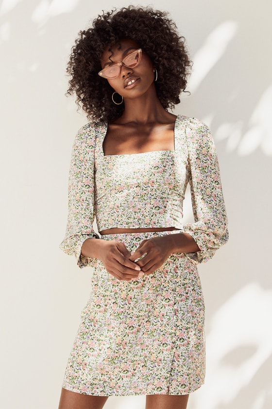 Even Sweeter White Floral Print Button-Front Mini Skirt
