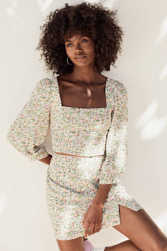 Even Sweeter White Floral Print Button-Front Mini Skirt 5