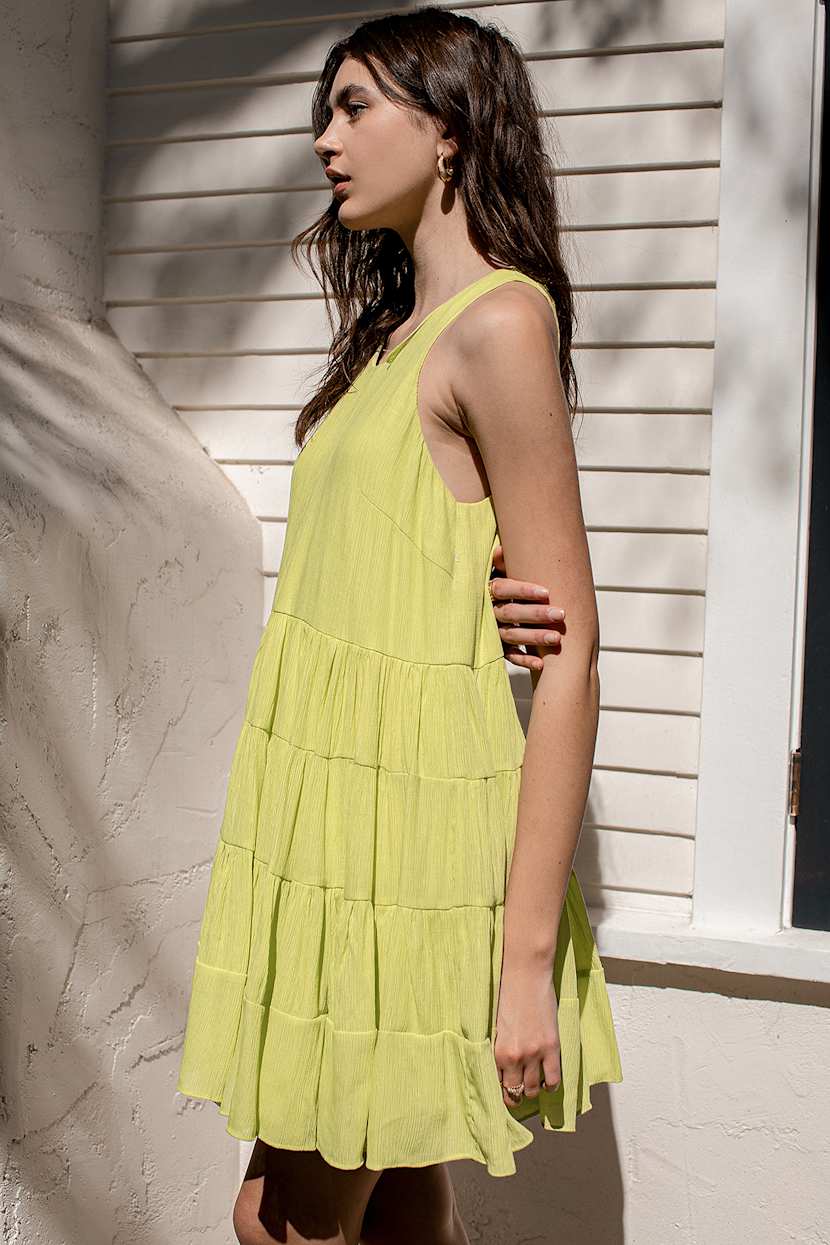 lime green swing dress Monochrome Lime Green Jacquard Swing Swing Dress M / Monochrome Lime Green