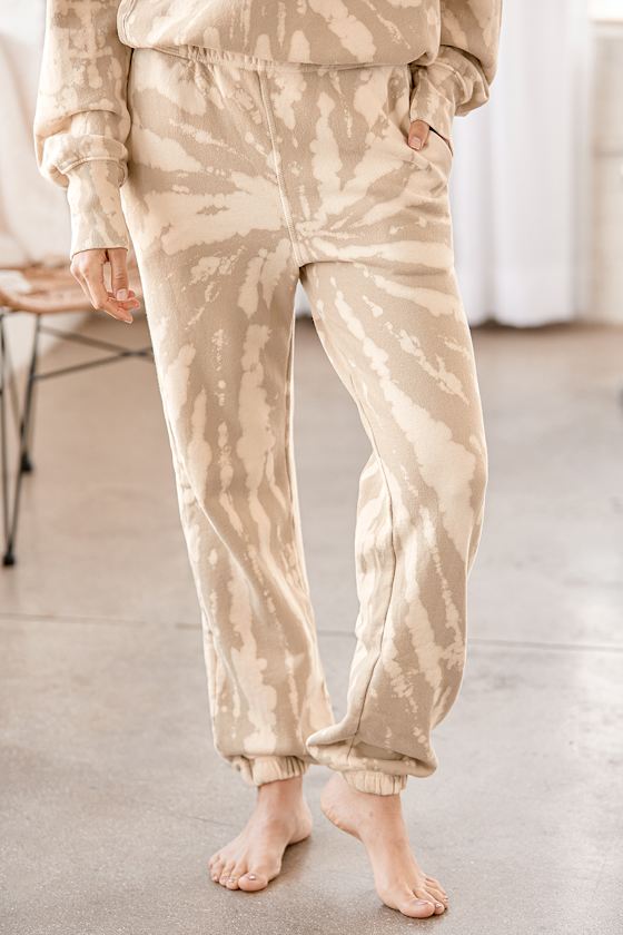 Mellow Moment Tan Tie-Dye High-Waisted Lounge Joggers 4
