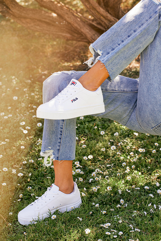 filas chunky white sneakers