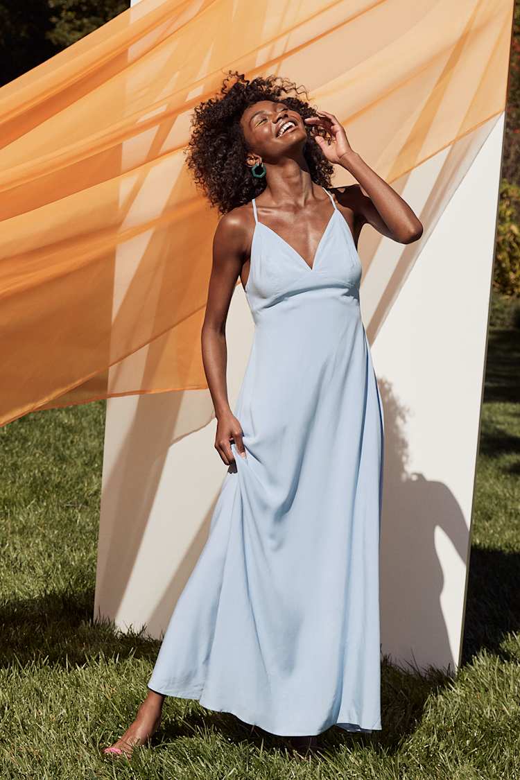 Dusty Blue Maxi Dress - Sleeveless Dress - Column Maxi Dress - Lulus