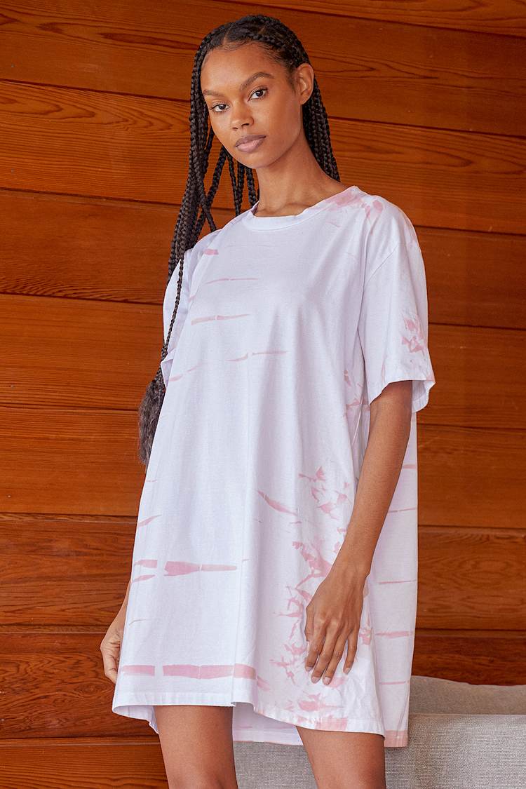 fitted lace wedding dress Recursia Rainbow Rose I T-Shirt Dress in Pink M main image 1