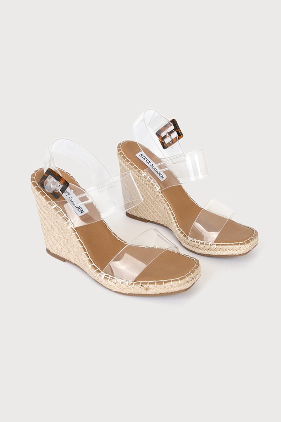 Steve Madden Uri Clear Vinyl Wedge Espadrille Wedge Sandals Lulus