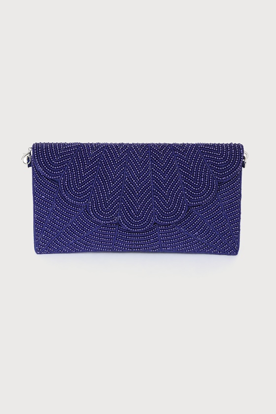 Junipero Cobalt Blue Beaded Clutch 1