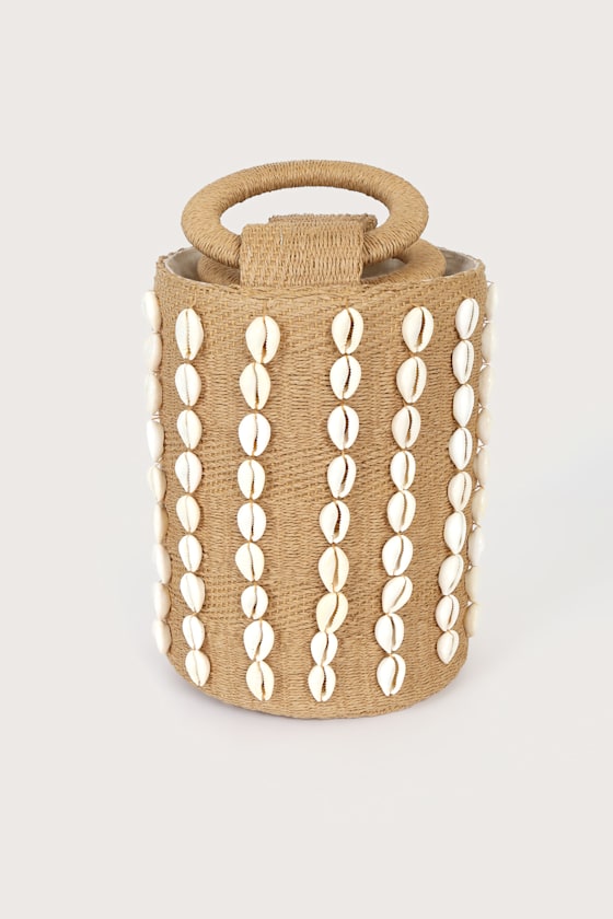 Shell Me About It Beige Woven Shell Tote Bag 2