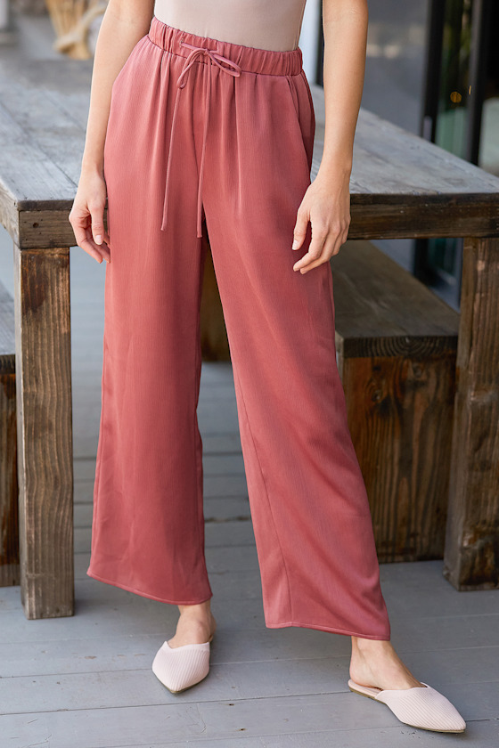 Up on the Trends Mauve Pink Satin Wide-Leg Pants 5