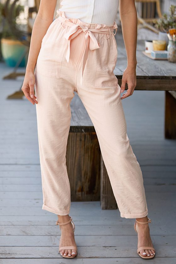 Peach Pants - Paperbag Waist Pants 