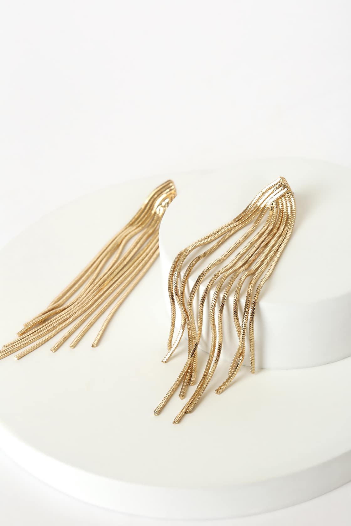 See Me Glowing Gold Fringe Drop Earrings