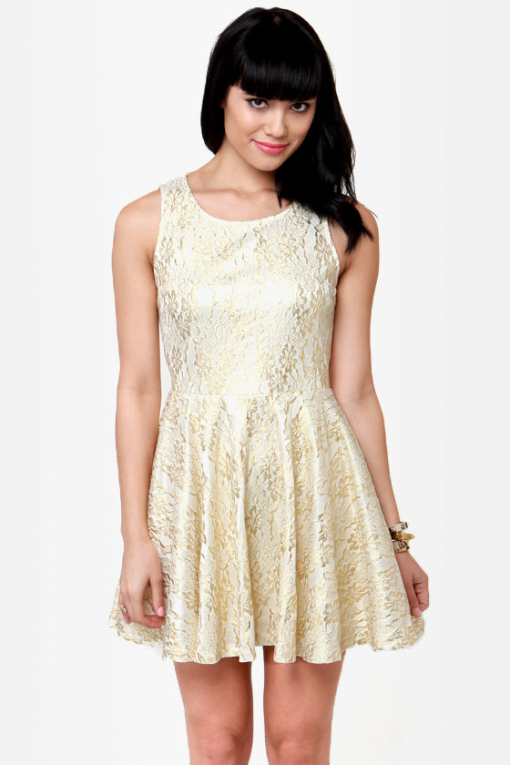ivory gold dress