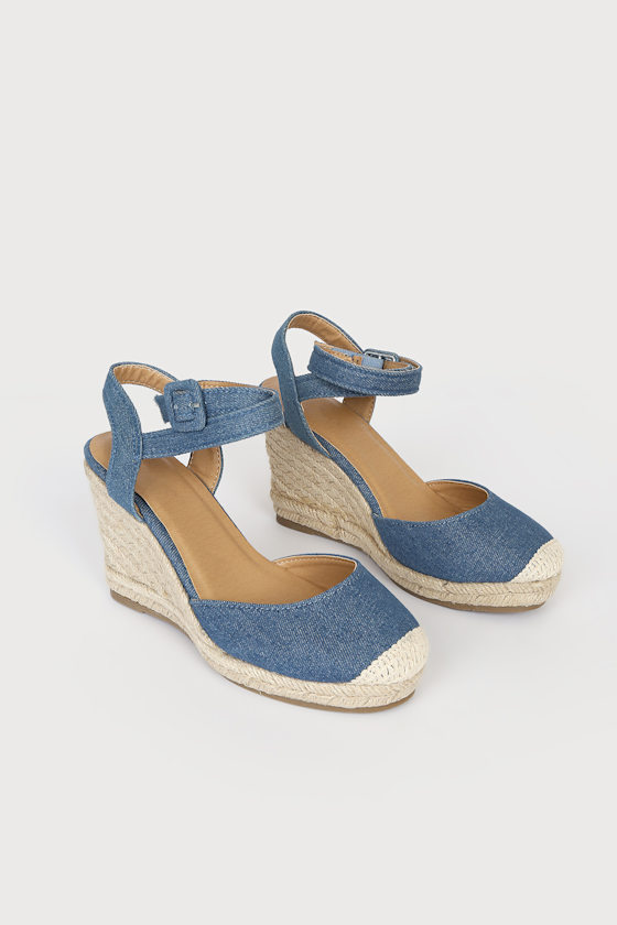 Yaritza Blue Denim Espadrille Wedges 1