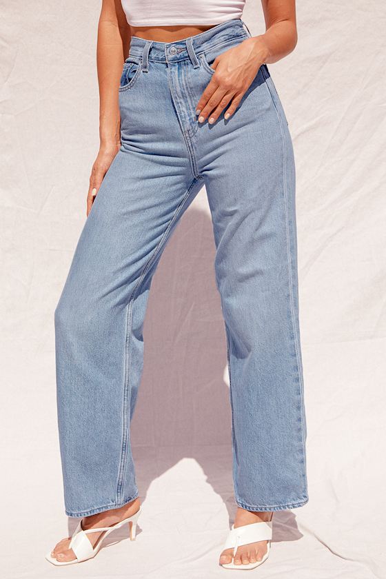 High Loose Light Wash Denim Wide-Leg Jeans 5