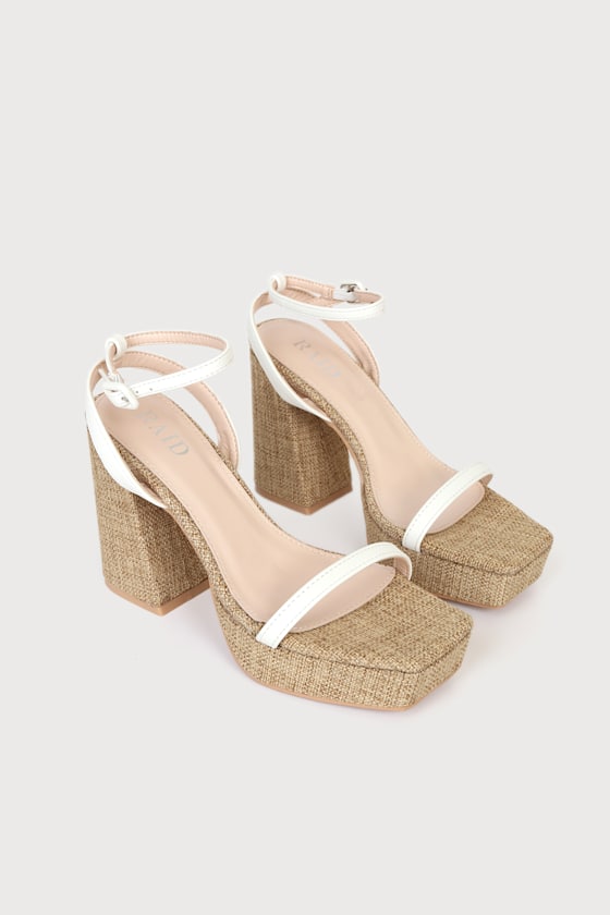 Rosemary-LL White Platform Ankle Strap High Heel Sandals 1