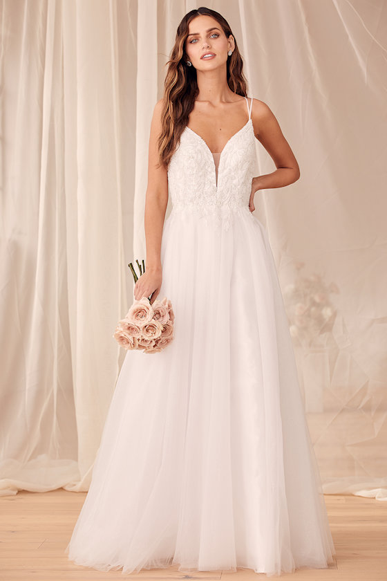 Forever Is Ours White Sequin Embroidered Tulle Maxi Dress 6