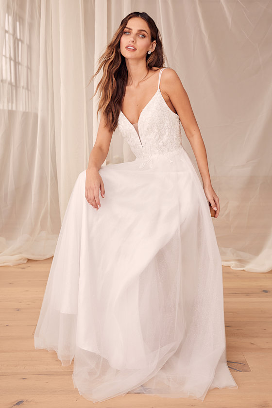 Forever Is Ours White Sequin Embroidered Tulle Maxi Dress 2
