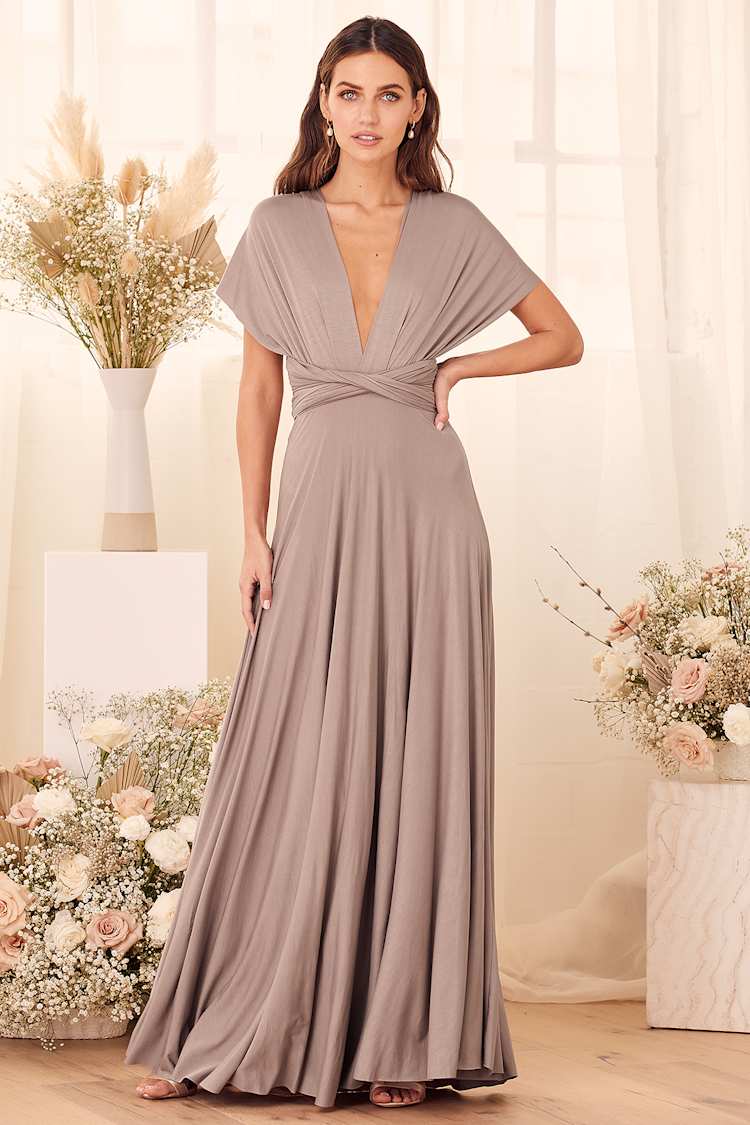 princess polly baby blue dress Taupe Bridesmaid Dress - Convertible Dress - Infinity Dress