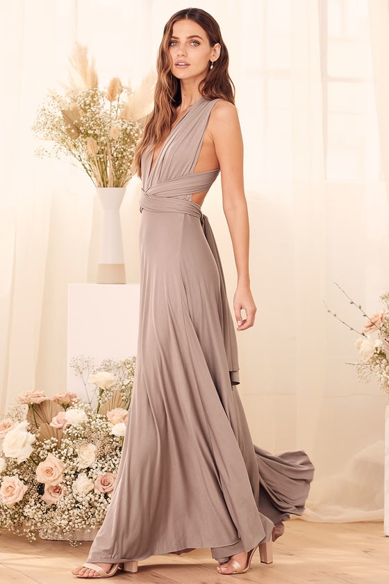 Tricks of the Trade Taupe Maxi Dress