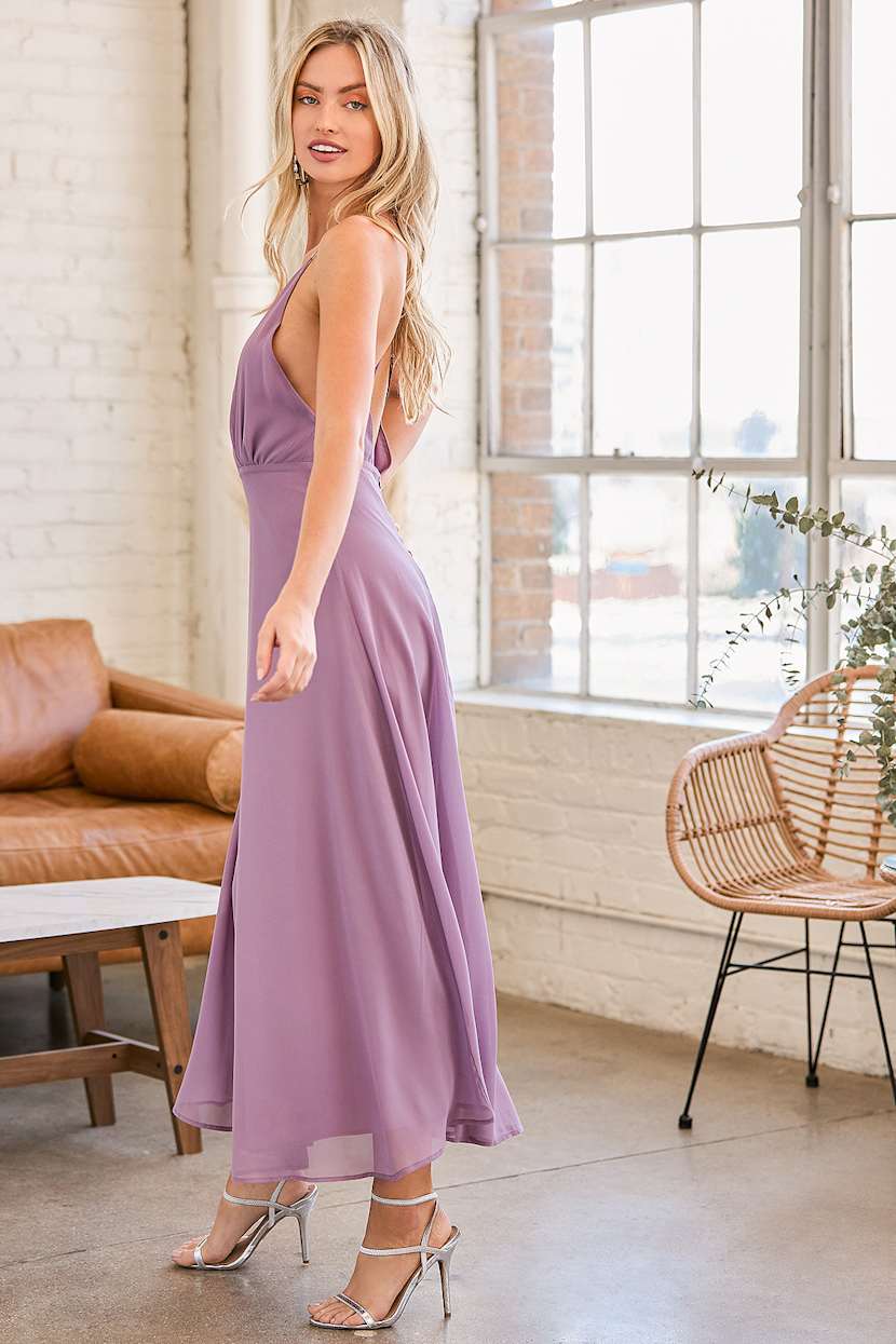lulus dusty purple maxi dress Dusty Purple Maxi - Surplice Maxi Dress - Sleeveless Maxi