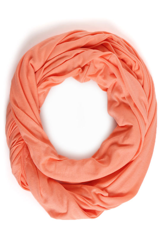 Bright Time Neon Coral Infinity Scarf