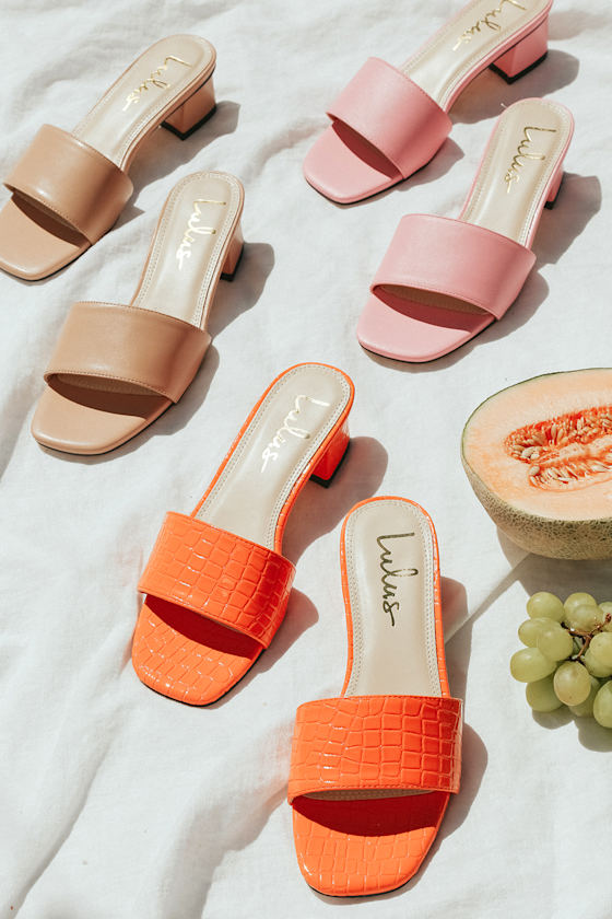 Janiya Orange Croc High Heel Sandals 1