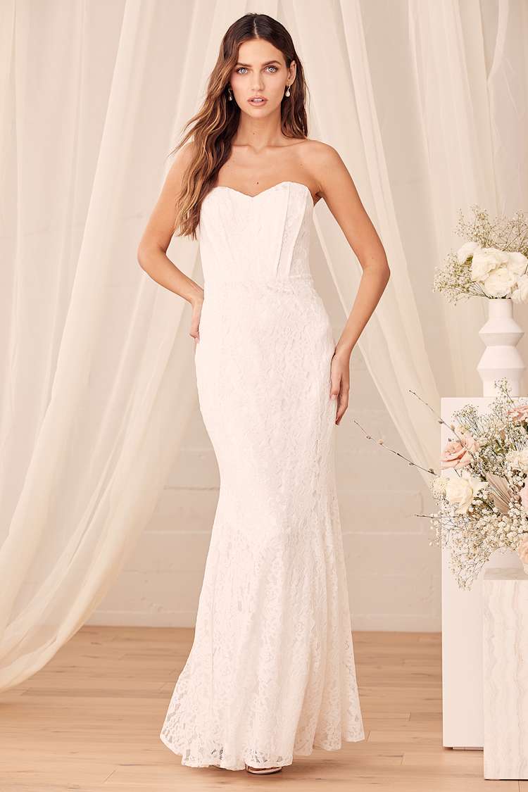 Strapless Dress Lulus White Floral Maxi Dress Always Believe White