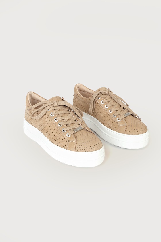 Nancee Tan Suede Leather Lace-Up Platform Sneakers 4