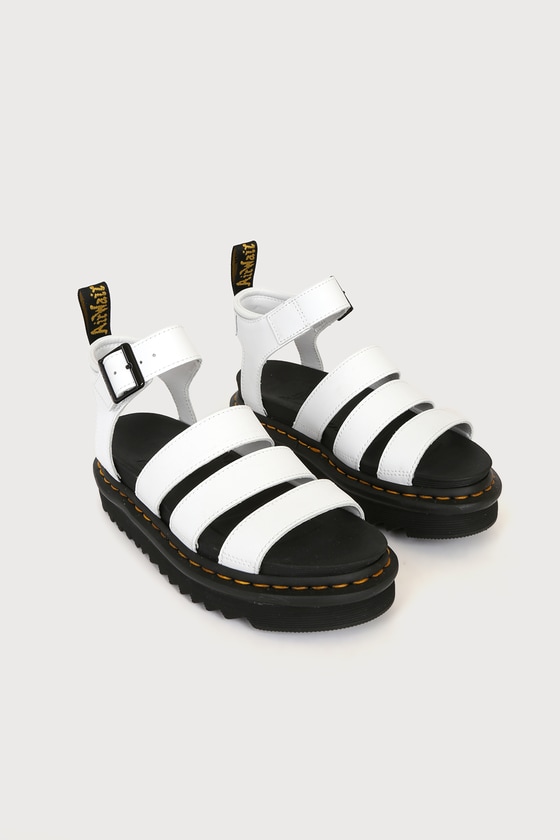 [DR.MARTENS] Blaire White Hydro ☆ Dr. Martens Blair - White Gladiator Sandals - Leather