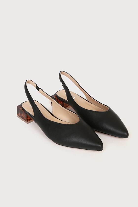 Kimberley Black Pointed-Toe Slingback Flats 2
