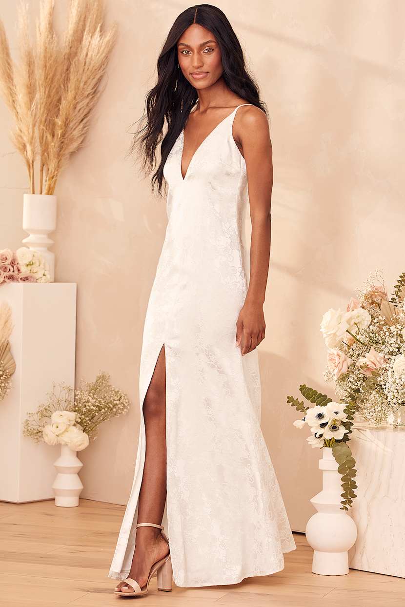 satin jacquard wedding dress What are Jacquard and Brocade Wedding Dresses?