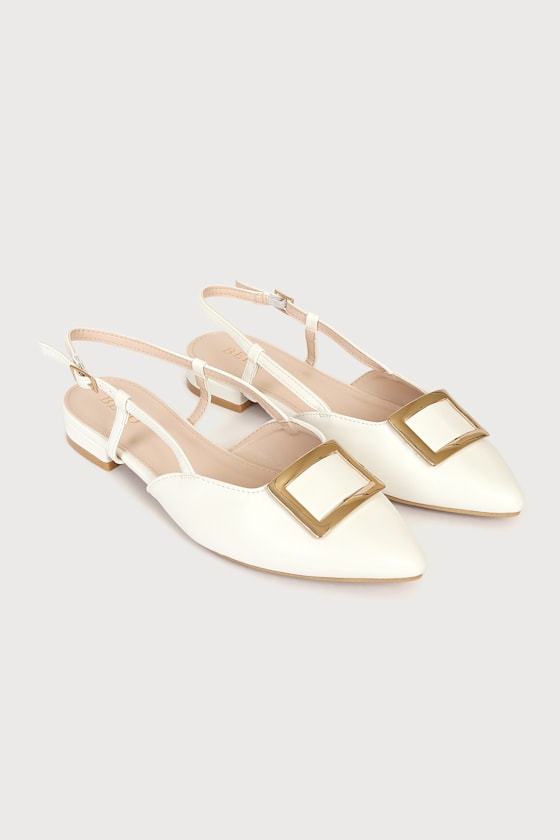 slingback white flats