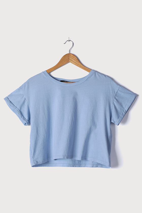 Keeping it Short Dusty Blue Cropped Tee 1
