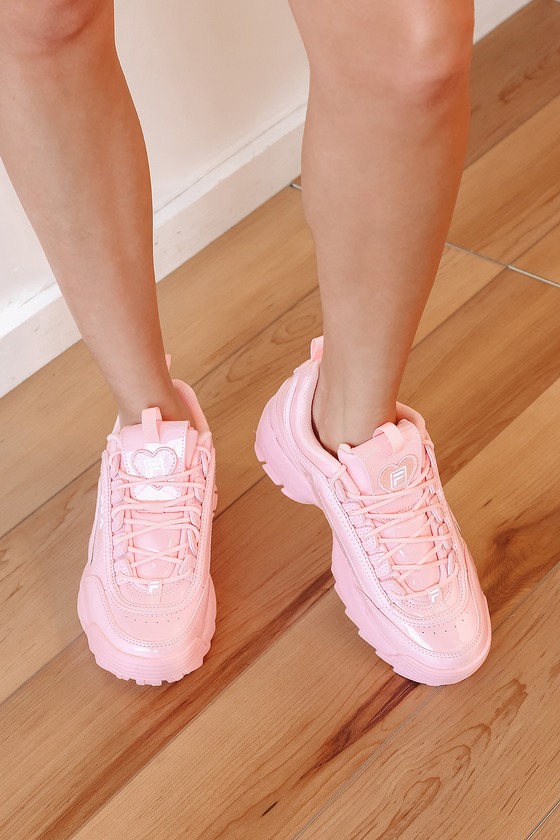 FILA II Hearts - Pink Patent Sneakers - Chunky Sneakers - Lulus