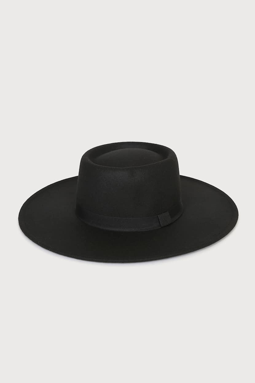 Black Hat - Felt Hat - Wide Brim Hat - Boater Hat - Lulus