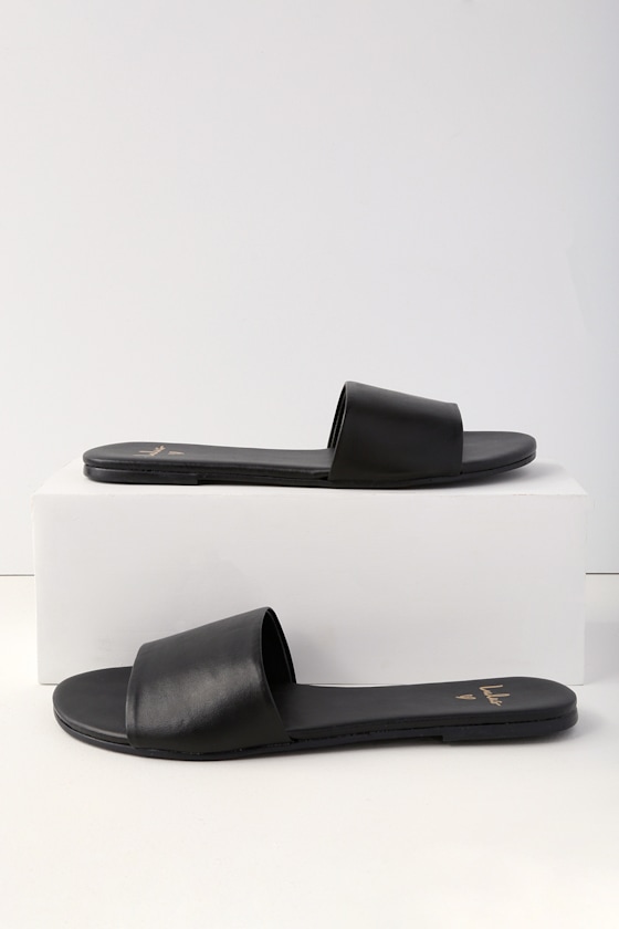 Tara Black Nappa Leather Slide Sandals 6