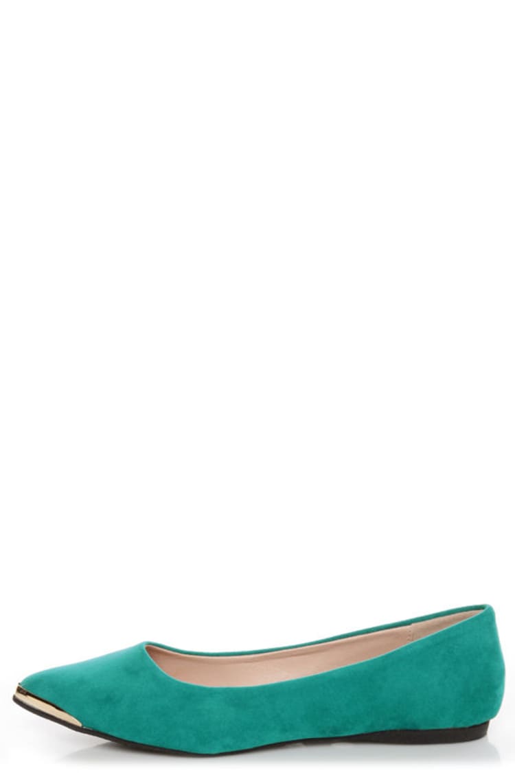 Mixx Shuz Ian Teal Gold-Toed Pointed Flats - $25.00 - Lulus Mixx Shuz Ian Teal Gold-Toed Pointed Flats - $25.00 - Lulus