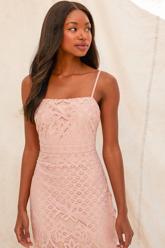 Unlimited Love Dusty Pink Lace Trumpet Midi Dress 5