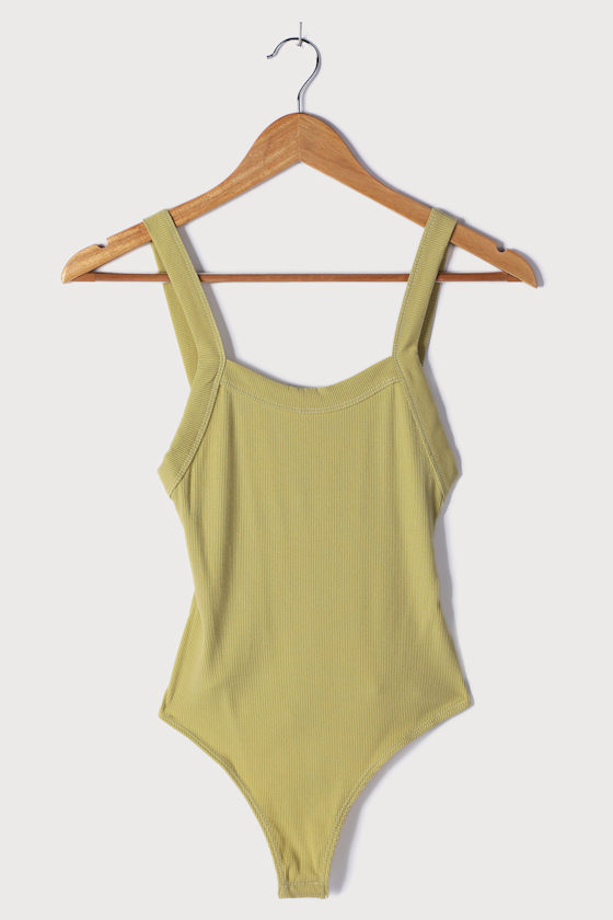 Light Green Bodysuit Ribbed Knit Bodysuit Sleeveless Bodysuit Lulus