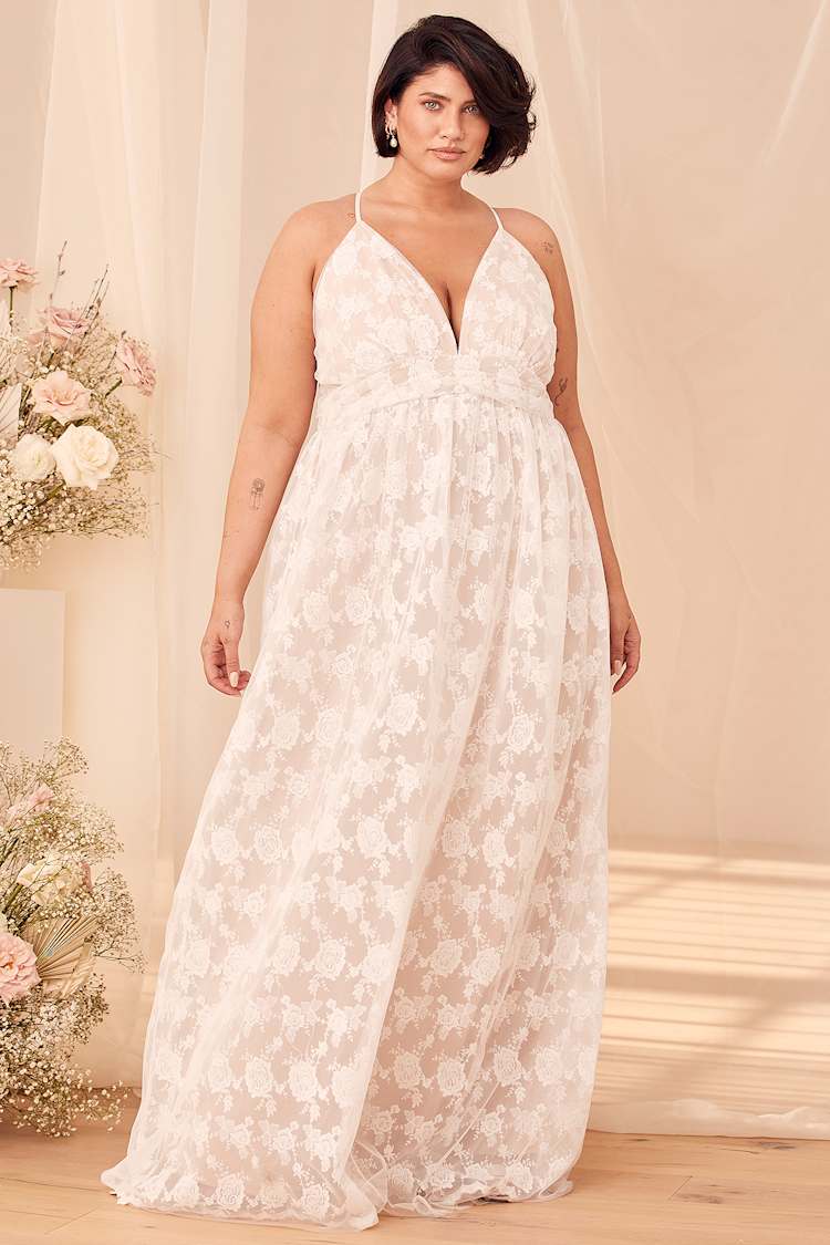 navy blue dress for baby girl Mira Lace Open Back Maxi Dress in White main image 0