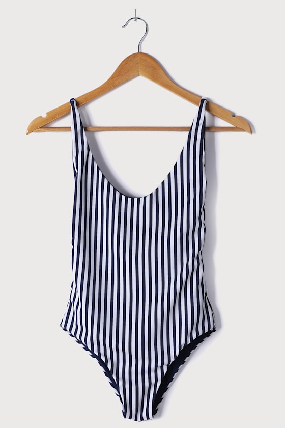 Striped Swimsuit Scoop Neck Swimsuit OnePiece Swimsuit Lulus