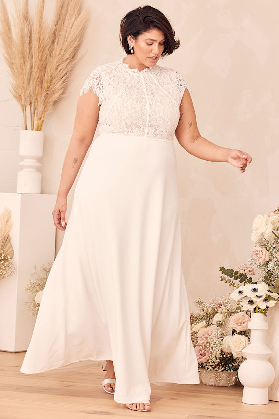 Ivory Maxi Dress - Stunning Lace Maxi Gown - Cap Sleeve Maxi