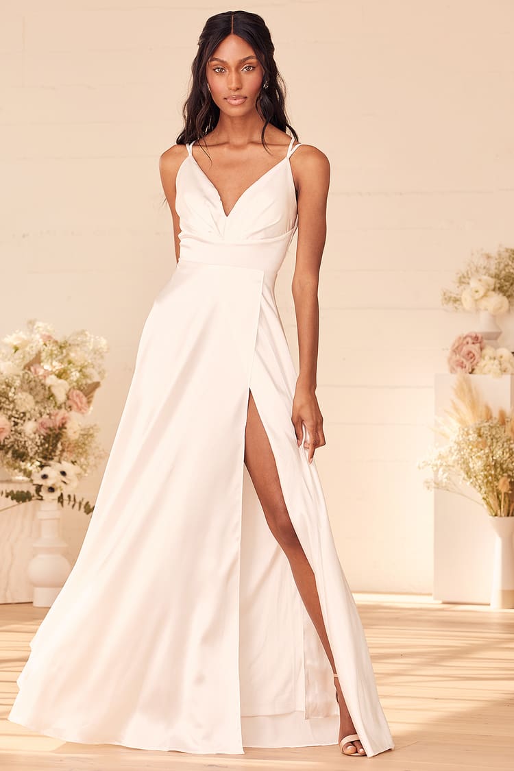 Found Love White Satin Sleeveless Maxi Dress